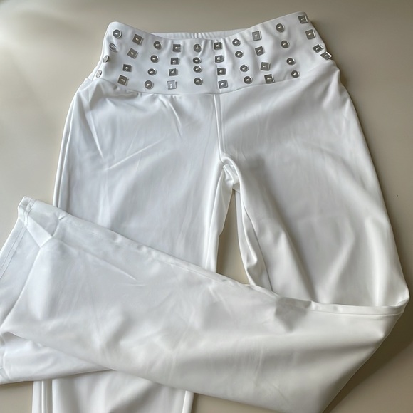 Edikted Pants - Edikted White Pants with Silver Sequins
